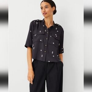 NWOT Ann Taylor Tall Floral Utility Pocket Shirt